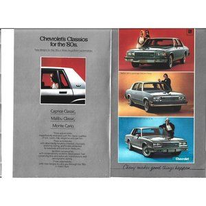 Chevy Malibu Classic Monte Carlo Car 1980s Vintage Print Ad 2 PAGE 9 x 11 in